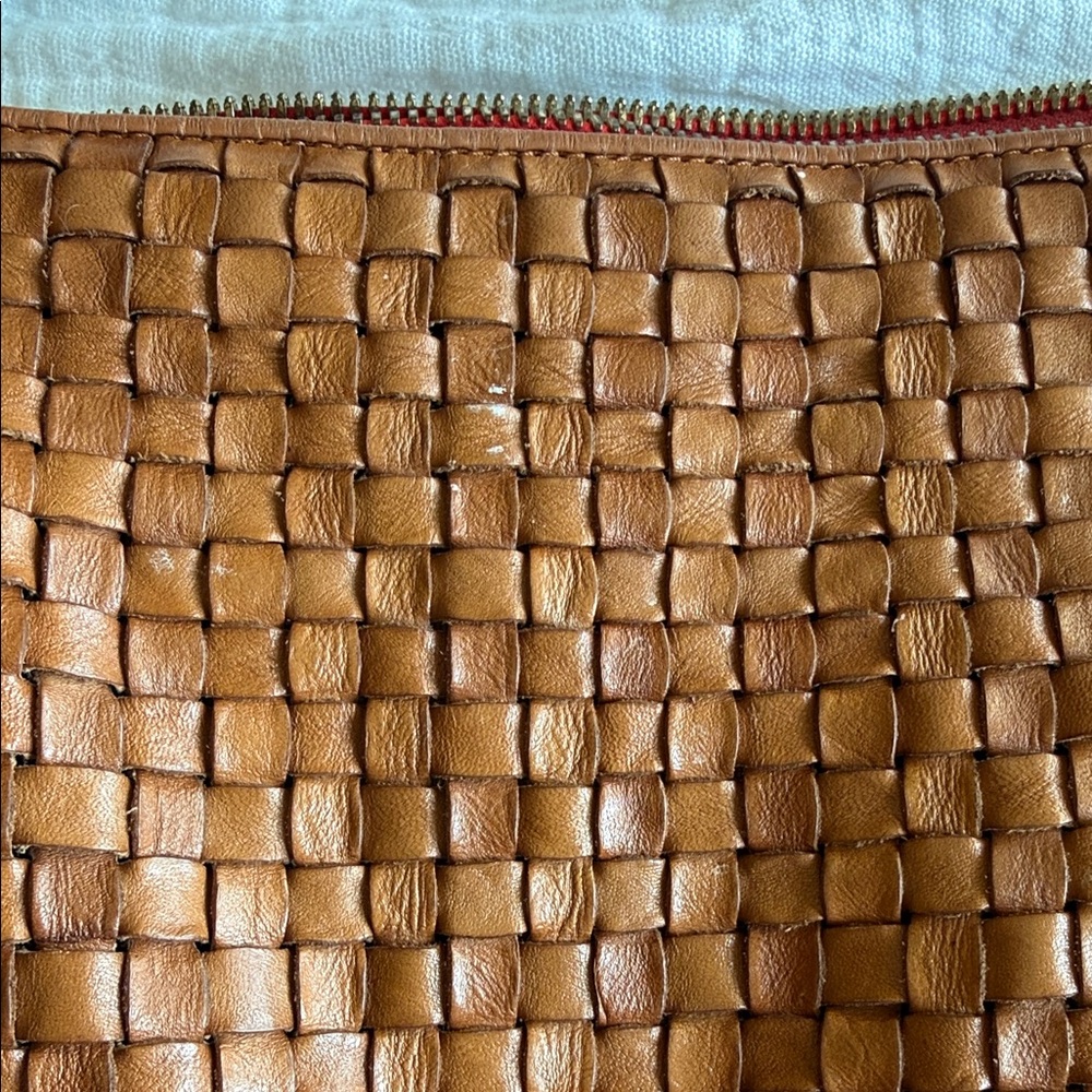 Woven Leather Shoulder Bag in Cognac Brown - Picture 6 of 6